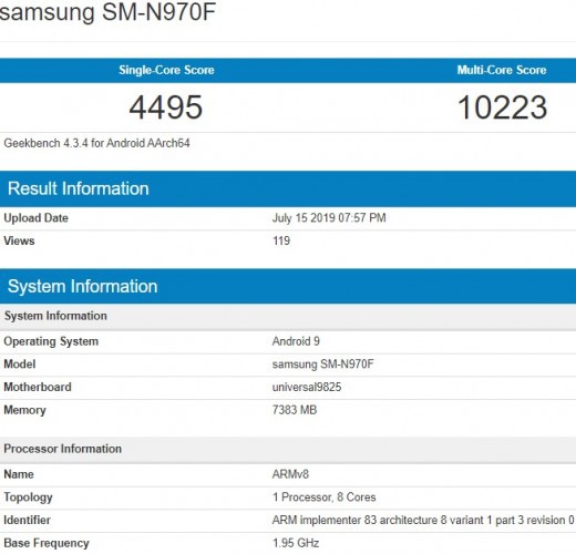 Noi teste de performanţă cu Galaxy Note10 au apărut în arhiva cu rezultate GeekBench