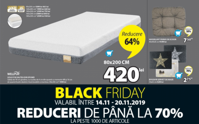 Jysk, Black Friday timp de o săptămână, cu reduceri de până la 70%. Principalele oferte
