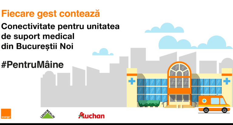 Orange oferă Internet și telefonie în centrul pentru pacienți cu coronavirus, organizat de Auchan și Leroy Merlin în Bucureștii Noi