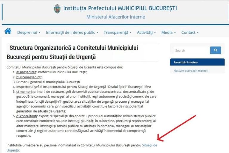 Pagina de internet a Prefecturii București trimite către un site care vinde produse de slăbit și de îmbunătățire a vieții sexuale