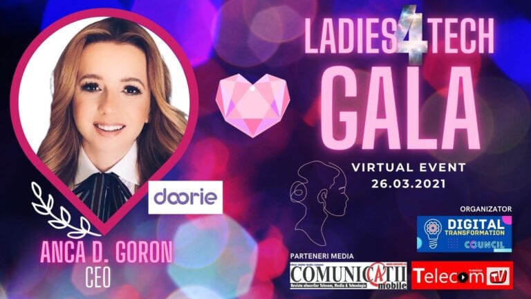 GALA LADIES 4TECH 2021: Anca GORON, Doorie – Cred că sunt printre puţinele femei din România cu titlu de doctor în inteligenţă artificială. După studiu în Argentina, proiecte în SUA şi UAE, încerc să aplic AI în smart city. Avem acum un weak intelligence, ce va ajunge la nivelul gândirii umane, apoi va veni super intelligence, care va depăşi gândirea noastră