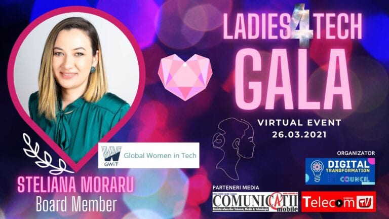GALA LADIES 4TECH 2021: Steliana MORARU, GWiT – România stă relativ bine la numărul de femei în tehnologie, undeva la 30%, dar cel al studentelor la facultățile de profil este în scădere, unele renunțând după primii ani de studiu