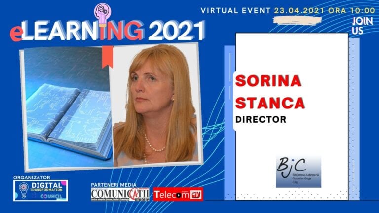 VIDEO Conferința eLEARNING 2021: Sorina STANCA, Biblioteca Județeană CLUJ – Suportul logistic al bibliotecilor publice din România este îmbătrânit, avem nevoie de upgrade-uri hard și soft, inclusiv pentru formarea bibliotecarilor, pentru a face față provocărilor din era digitală.