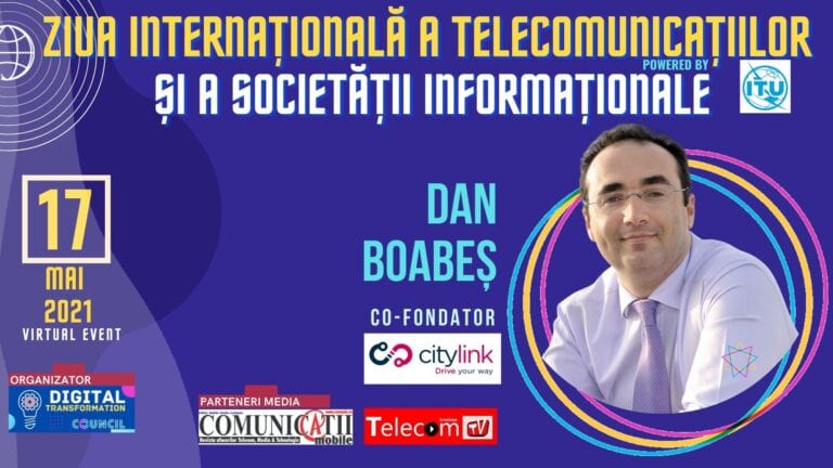 VIDEO Dan Boabeș, Citylink: Comparând infrastructura de comunicații cu cea de transport, faptul că avem puțini operatori și, în oglindă, puține drumuri, vom constata ori o mărire a traficului, deci o reducere a calității pe infrastructură, ori o mărire a taxelor de transport @ Conferința Ziua Internațională a Telecomunicațiilor și a Societății Informaționale 2021
