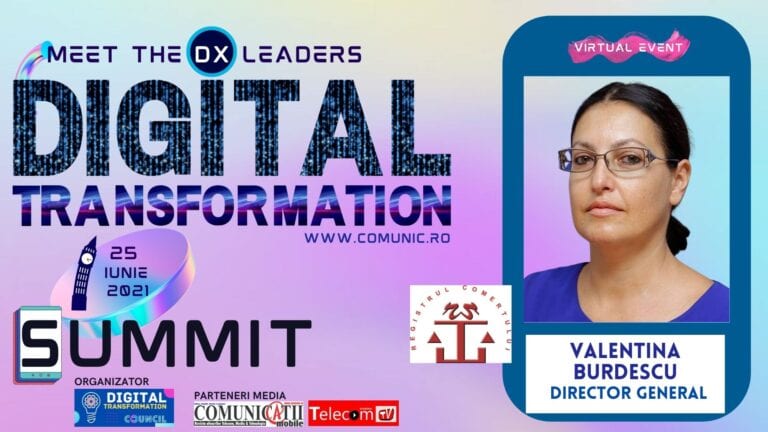 În 2020, circa 40% din activitatea ONRC a fost prin mijloace electronice, față de până în 10% în 2019. În unele oficii serviciile online depășesc 50%. În viitorul proiect al ONRC pe fonduri europene vrem să includem tehnologia chatbot – Valentina BURDESCU, ONRC @ DIGITAL TRANSFORMATION SUMMIT 2021