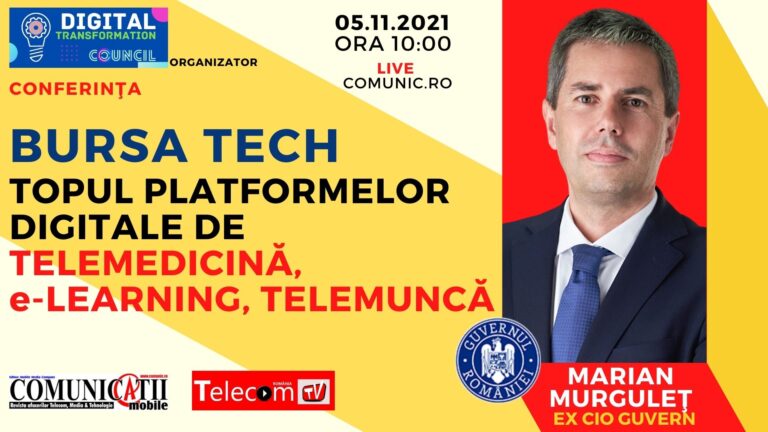 M. MURGULEȚ @ BURSA TECH: Cele trei domenii – telemedicină, e-learning și telemuncă – sunt într- stare deficitară în România. De aproape 1 an de când am părăsit poziția de CIO guvernamental, stadiul proiectelor a rămas cam același, un exemplu fiind catalogul electronic, care deși a primit finanțarea în septembrie 2019, nu a înaintat