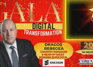 Dragoș REBEGEA, ERICSSON @ DIGITAL TRANSFORMATION GALA 2021: În 2021 accentul s-a pus mai mult pe consolidare și pe reziliență și mai puțin pe dezvoltare și creștere, pe care le așteptăm în 2022. România a avut un start fulminant 5G în 2019, cu servicii lansate de trei operatori, dar acum se manifestă o încetinire. Dacă licitația 5G ar fi avut loc, dacă operatorii ar fi avut licențele și rețelele ar fi fost construite, vitezele pentru consumatori ar fi fost de 5-10 ori mai mari