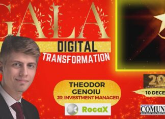 Theodor GENOIU, ROCA X @ DIGITAL TRANSFORMATION GALA 2021: Cuvântul exuberanță sumarizează anul 2021. A fost un an al schimbării mentalității, cu o deschidere în creștere a mediului de business către a adopta abordări noi, date de startup-uri, dar și către a investi în ele, au apărut mult mai mulți finanțatori.