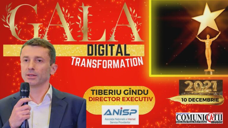 Tiberiu GÎNDU, ANISP @ DIGITAL TRANSFORMATION GALA 2021: Atragem atenția Parlamentului că trebuie aduse modificări la textul actual al Codului comunicațiilor, care are prevederi de tipul Legii Big Brother. Ne afectează foarte mult lipsa reglementării interconectării în domeniul IP care face ca semnalul să se plimbe prin 20 de routere, în loc de două, pe o distanță de 1.000 km