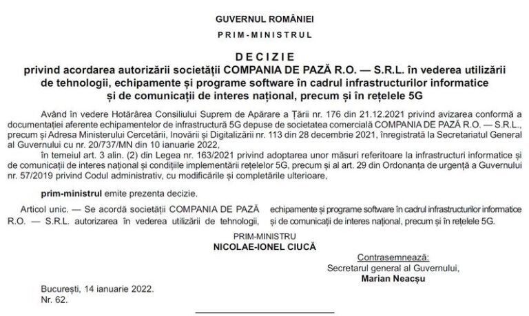 Încă două companii, autorizate de CSAT să furnizeze tehnologii și echipamente în rețelele 5G: Cine le controlează și ce afaceri au