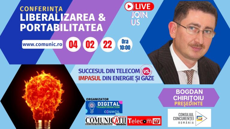 Bogdan CHIRIŢOIU, Competition Council @ Liberalization & Portability – Telecom vs. Energy and gas: I expect the price of gas and electricity to fall from April. The current rise in prices has nothing to do with the liberalization of the electricity market. Wrong invoices will be corrected, we received assurances from suppliers. High prices are the result of Russia’s decision not to supply gas on demand.