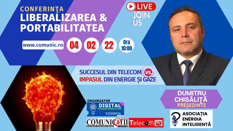 Dumitru CHISĂLIŢĂ @ Liberalizarea & Portabilitatea – Telecom vs. Energie și gaze: Vremea prețurilor scăzute la energie și gaze a trecut, va urma o perioadă de 10 ani, cel puțin, în care tendința prețurilor va fi crescătoare. În privința reglării deficitului bugetar, România are două variante: ori crește taxele și impozitele, ori aplică alte metode. Politicienii au optat pentru creşterea preţurilor la energie, în locul creşterii taxelor și impozitelor. În 2022, statul va încasa din energie 2,7 miliarde de euro, care ar fi echivalat cu creșterea taxelor cu 150 euro per persoană activă.