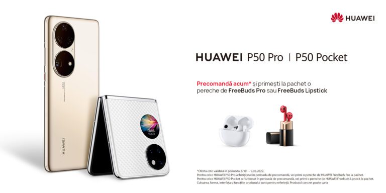 HUAWEI P50 Pro, pre-ordered for another week, for 5499 lei, bundled with FreeBuds Pro