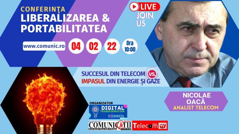 Nicolae OACĂ @ Liberalizarea & Portabilitatea – Telecom vs. Energie și gaze: Actuala lege 5G, dacă nu se modifică, va provoca un risc major în implementarea tehnologiei 5G, cu costuri mai mari pentru societate.