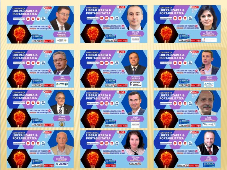 LIVE – VIP SPEAKERS @ Conferința LIBERALIZAREA & PORTABILITATEA – SUCCESUL DIN TELECOM vs. IMPASUL DIN ENERGIE ȘI GAZE