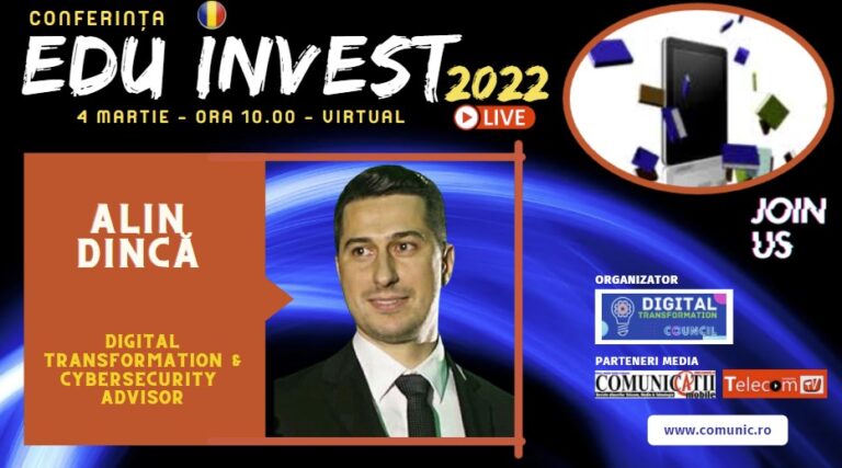 Dincă Alin @ EDU INVEST 2022: Pe lângă indicele DESI, ce plasează România pe locul 27 din 27 state membre UE, un raport Eurostat arată că doar 10% dintre români se încadrează în zona de competențe superioare celor de bază, media europeană fiind 31%. De asemenea, 43% dintre concetățenii noștri cu vârsta de peste 16 ani au competențe digitale scăzute, sub cele de bază, iar procentul crește de la an la an, ceea ce este și mai îngrijorător.