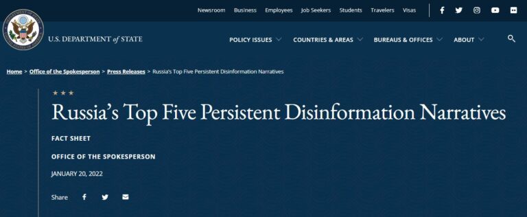 Departamentul de stat al SUA denunţă: Topul celor mai persistente 5 narațiuni de dezinformare ale Rusiei