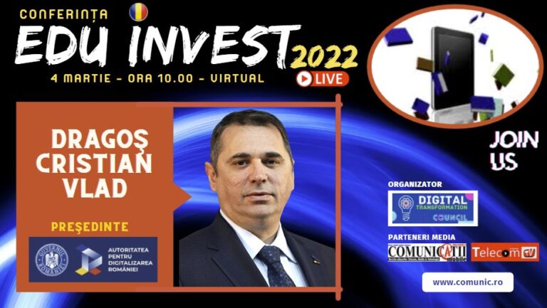 Dragoş C. Vlad, ADR @ EDU INVEST 2022: Sperăm să deblocăm proiectul catalogului școlar, să regândim soluția tehnică către una de tip cloud nativ, ce poate fi oricând migrată într-un cloud guvernamental și împreună cu Biblioteca Școlară Virtuală și proiectul WiFi Campus, să înlesnim modul de lucru în domeniul educațional.
