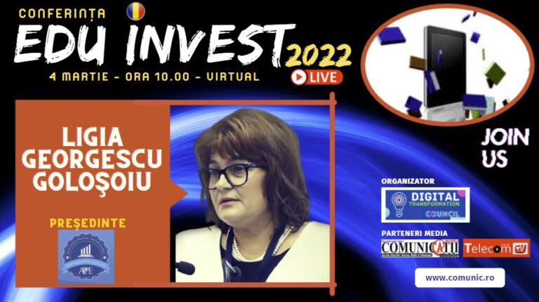 Ligia Georgescu Goloșoiu, APPE @ EDU INVEST 2022: Vrem să avem răspunsuri mai bune la testele PISA. Am dezvoltat și o aplicație soft educațional, vreau să extind platforma cu noi jocuri. Am creat şi un curs de formare continuă pentru cadrele didactice, urmărind nivelul cunoștințelor economice. Suntem în proces de acreditare a cursului Educație financiară și antreprenoriat.