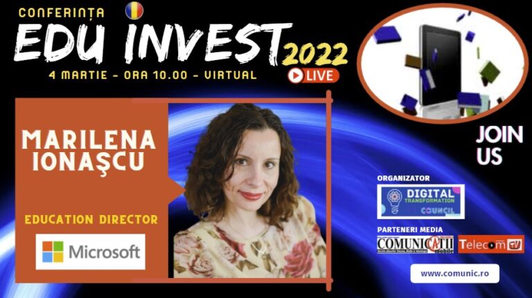 Marilena Ionașcu, Microsoft @ EDU INVEST 2022: În România sunt inițiative locale, punctuale, în zona digitalizării educației, dar e timpul ca autoritățile să vină cu o strategie la nivel național, să reglementeze legislativ acest demers. Ungaria, Bulgaria, Georgia au deja o astfel de legislaţie centralizată. Următoarea noastră prioritate este skilling-ul profesorilor