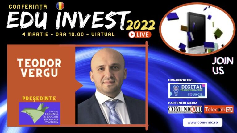 Teodor Vergu, Asociaţia “Excelenţă în educaţie şi formare continuă” @ EDU INVEST 2022: Cred că România a avut noroc cu pandemia. Fără să fiu răutăcios, laboratoarele de informatică din București încă sunt încuiate și utilizate ca depozite, cauza fiind teama cadrelor didactice de a nu strica PC-urile.