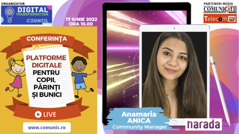 Narada – Anamaria Anica @ Platforme digitale pentru copii, părinți, bunici: În 2020, peste 900.000 de copii din România nu mergeau la școală, nu aveau dispozitive electronice și nici acces la internet. În primul an al pandemiei, peste 15% din elevii români au renunțat la școală. 42% dintre elevii din România sunt analfabeți funcțional, adică nu pot avea idei proprii.