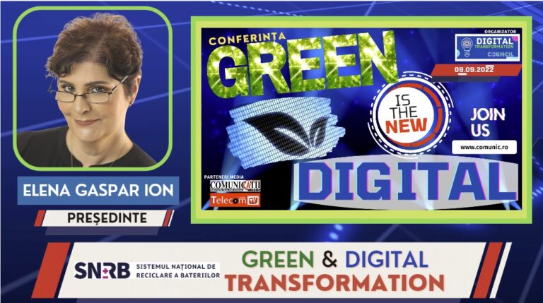 Elena Gaspar Ion, SNRB @ GREEN IS THE NEW DIGITAL: În România nu există niciun centru de reciclare a bateriilor maşinilor electrice. Aștept cu mare nerăbdare o astfel de investiție în România, care va veni cu siguranță, pentru că există facilitatea în PNRR. Mai devreme de 3-4 ani nu va fi pusă, însă, în funcțiune, chiar dacă începe azi.