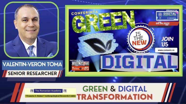 Valentin Veron TOMA, Academia Română @ GREEN IS THE NEW DIGITAL: Recomand ca la elaborarea strategiilor de decarbonizare, accentul să nu fie pus doar pe industriile extractive, energetică sau auto, ci pe toate sectoarele economiei naționale, inclusiv pe sistemul de sănătate, care  generează global, 4,5% – 5,5% din volumul total de gaze de seră.