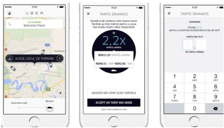 Concurenţa vrea modificări pentru „tariful dinamic” de la Uber şi Bolt şi propune schimbări ale tarifelor şi algoritmilor de preţ în domeniul transportului alternativ