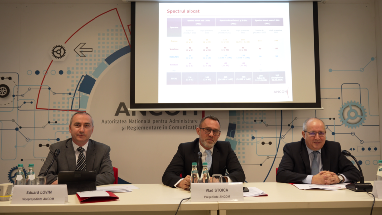 Rezultate oficiale ANCOM: Orange, Vodafone şi RCS&RDS Digi vor plăti 432 mil. euro pentru licenţele 5G. Vlad Stoica, preşedintele ANCOM: „Este un rezultat bun în actualul context economic şi politic”