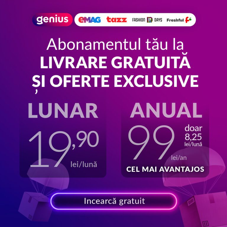 eMag introduce noi beneficii la abonamentul Genius: serviciul pentru transport gratuit devine mai flexibil şi poate fi achiziţionat acum şi lunar