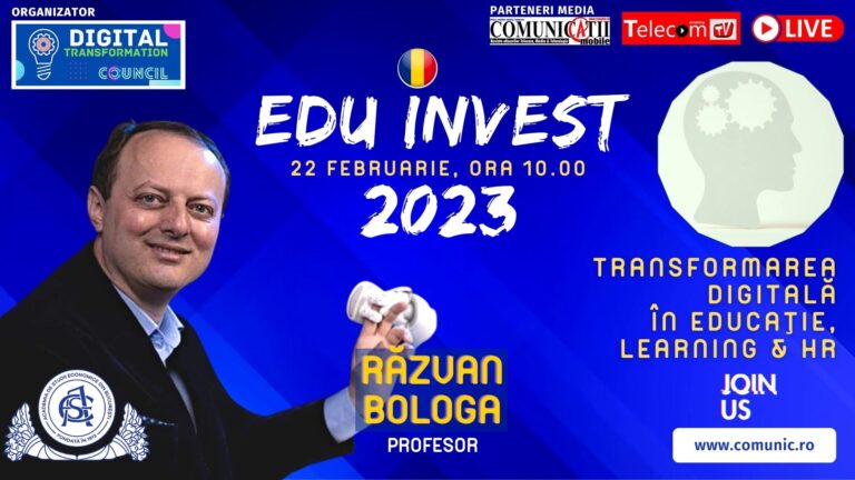 Răzvan BOLOGA, ASE @ EDU Invest 2023: Trebuie să introducem în școli semiconductori și învățarea adaptivă cu AI și să trecem la evaluarea orientată pe competențe. Educația trebuie să treacă de la scrisul pe hârtie la scrisul pe cipuri.