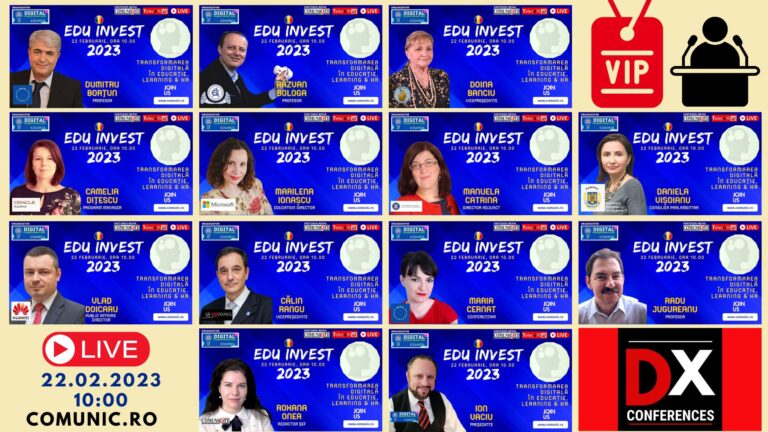 LIVE VIP SPEAKERS @ EDU INVEST 2023 – Transformarea digitală în educație, learning & HR
