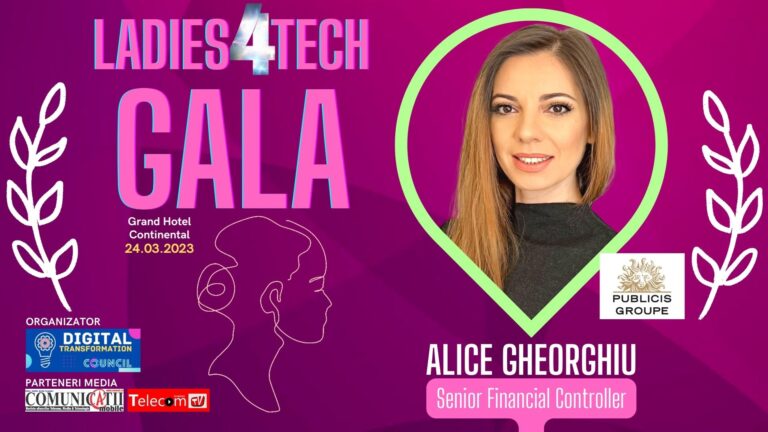 VIDEO Alice GHEORGHIU, PUBLICIS @ GALA LADIES 4TECH 2023: Suntem cel mai mare grup media din România şi avem cea mai mare echipă de data intelligence din piața de profil.