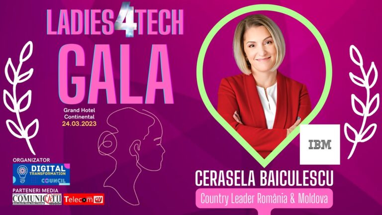 VIDEO Cerasela BAICULESCU, IBM @ GALA LADIES 4TECH 2023: În România, pentru IBM, transformarea digitală nu mai este un instrument de suport și acest lucru a fost accelerat de pandemie și de toate modificările ce au urmat în context politic și economic.