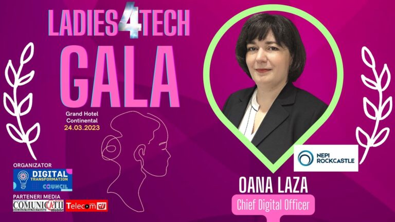 VIDEO Oana LAZA, NEPI ROCKCASTLE @ GALA LADIES 4TECH 2023: NEPI Rockcastle este prima companie de retail real estate din România și din această zonă a Europei care a creat rolul de CDO și l-a dus la nivelul de gândire strategică pentru a transforma şi digitaliza această industrie, care, istoric, a fost foarte offline. România are 30-35% din business-ul nostru, ocupând locul 1.