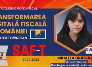 VIDEO Mihaela DRĂGULIN, ANAF @ Conferinţa Transformarea Digitală Fiscală: La nivelul ANAF, peste 70% din serviciile oferite populației sunt digitalizate. Vrem să modernizăm SPV, care va fi total regândit, începând cu drepturile de acces în sistem şi va avea şi o versiune mobilă. Call center-ul ANAF va deveni un contact center