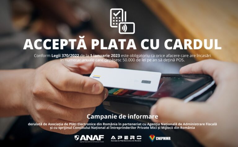 IMM-urile, încurajate de ANAF, APERO și CNIPMMR să accepte plata cu cardul