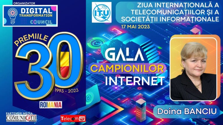 Doina BANCIU, ICI București @ GALA 30 de ani de Internet .RO: Când am preluat conducerea ICI, numărul domeniilor „.ro” era de circa 600, iar la finalul mandatului, peste 16 ani, se depășise pragul de 600.000