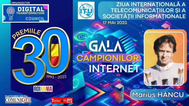 Marius HÂNCU @ GALA 30 de ani de Internet .RO: „Free Unix for Romania” movement managed to associate people of great talents who forgot their personal interest in the interest of a modern Romania. In my opinion, the access to Internet in Romania is presently considerably faster than in the USA or Canada