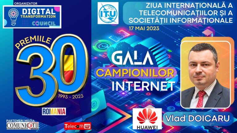 Vlad DOICARU, Huawei @ GALA 30 de ani de Internet .RO: Internetul românesc a plecat de la dial-up și ISDN și a ajuns la GPON și Gigabit, iar noi am implementat toate aceste tehnologii. Benchmark-urile realizate de auditori reflectă și munca furnizorului de echipamente, nu doar a operatorului.