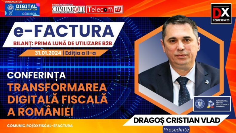 VIDEO Dragoș VLAD, ADR @ Conferința DX Fiscal – eFactura 2024: Suntem pe primul loc european ca furnizori sau centre de date cu finanțare europeană, peste 20, dar nu avem niciunul în tehnologie exclusiv cloud