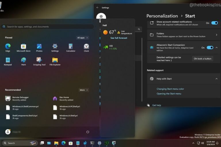 Microsoft vrea să adauge widget-uri în meniul Start din Windows 11