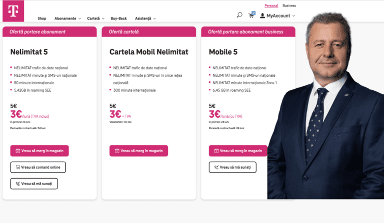 Telekom România Mobile împrumută abordarea comercială agresivă a Digi, grupul care a depus ofertă pentru achiziţia companiei, şi taie până la 3 euro pe lună tariful pentru un abonament cu apeluri şi net nelimitat, plus roaming şi chiar minute de apeluri spre destinaţii internaţionale. Ce oferte au rivalii la portare