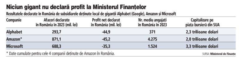 Niciun gigant american din domeniul tehnologiei nu declară profit la Ministerul Finanţelor în România
