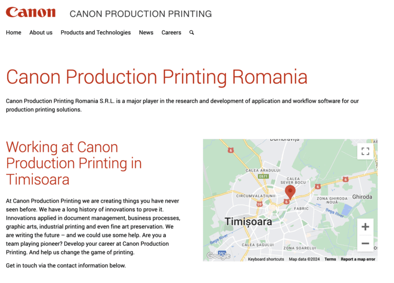 Centrul de cercetare şi dezvoltare în software din Timişoara al Canon Production Printing, afaceri de 60 mil. lei în 2023, mai mari cu 8%