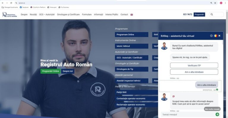 Registrul Auto Român anunţă că a lansat Chatbotul RAReş, prin care publicul poate accesa mai uşor informaţii tehnice