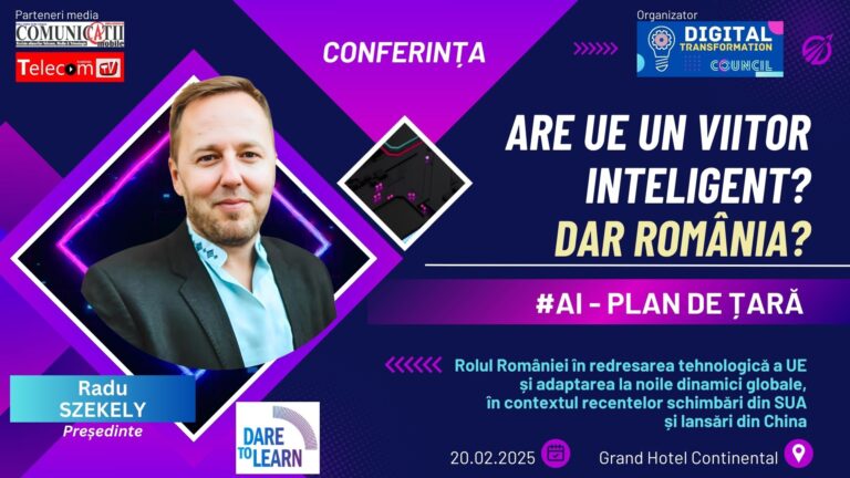 Radu Szekely, Dare to Learn @ Conferința #AI – Plan de țară: Dacă în următorii cinci ani nu integrăm AI în sistemul de educație, elevii vor găsi singuri alternative, iar școala tradițională va deveni irelevantă pentru ei