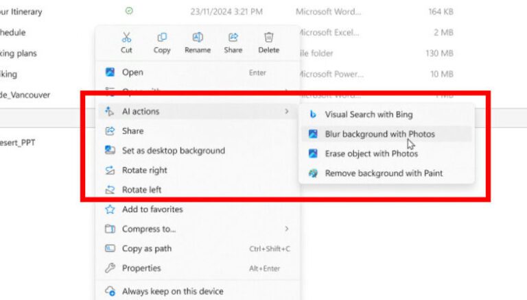 Microsoft adaugă comenzi „AI actions” în File Explorer