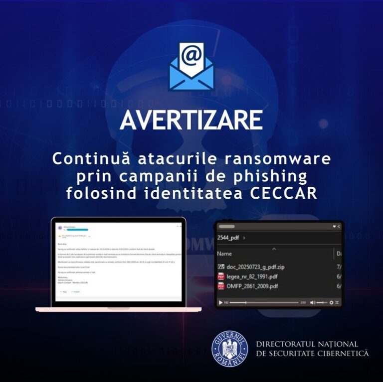 Avertisment: Campanie de phishing prin e-mailuri false, care imită organizații oficiale